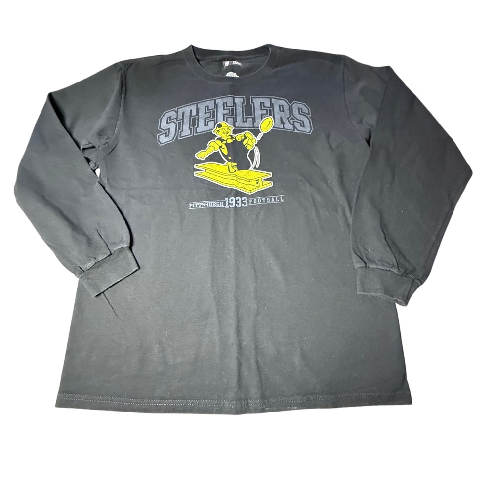 NFL Team Apparel Steelers Long Sleeve Graphic Tee Football‎ Black L